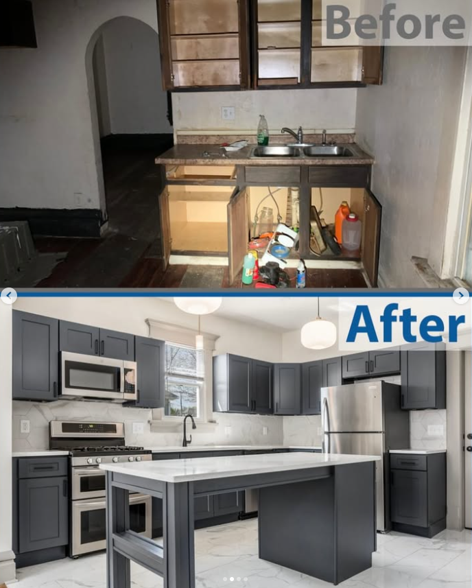 Kitchen build-out with custom island